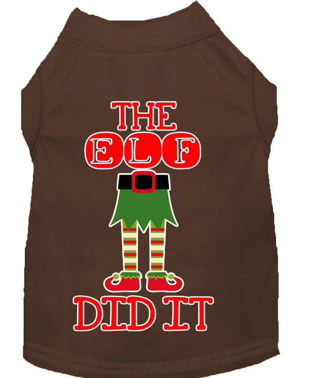 The Elf Did It Screen Print Dog Shirt Brown Sm